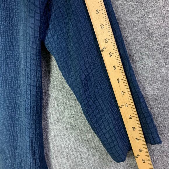 Citron 100% Silk Shirt Jacket Small Blue Textured Mandarin Collar Frog Closure - Picture 5 of 8